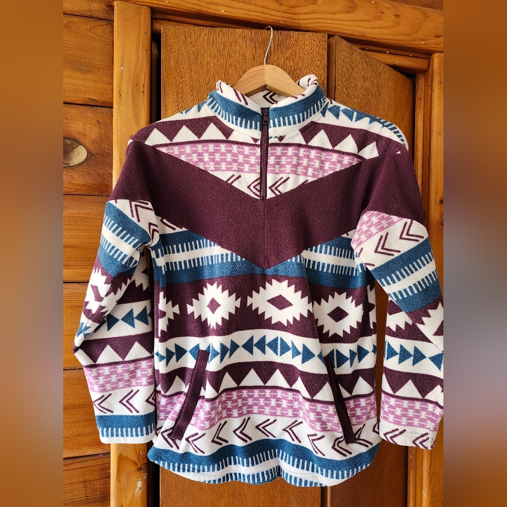 Geometric Patterned Sweater - Purple and Blue